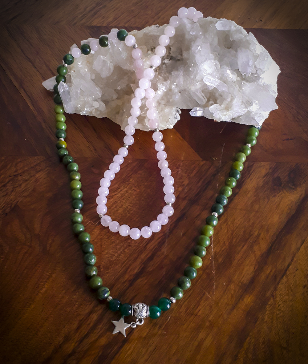 mala cuarzo rosa y jade